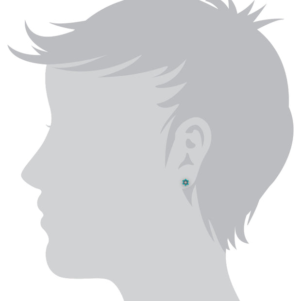 Floral Turquoise & Diamond Stud Earrings Image 2
