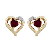 Classic Heart Garnet & Diamond Stud Earrings & Pendant Set Image 2