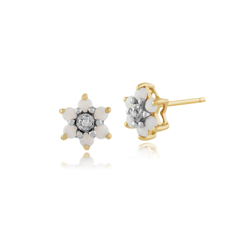Floral Opal & Diamond Stud Earrings Image 1