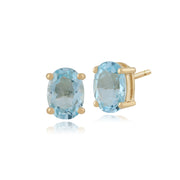 Classic Blue Topaz Stud Earrings Image 1
