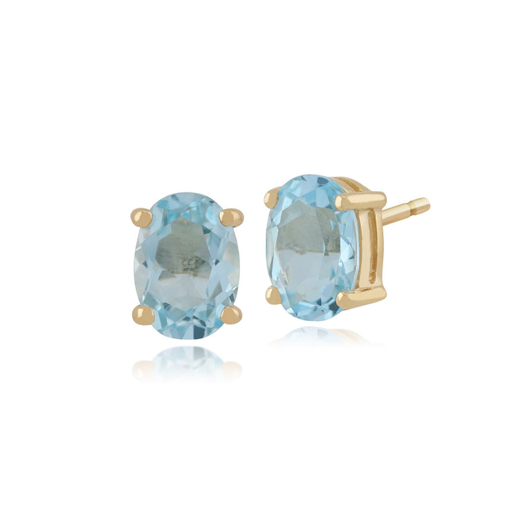 Classic Blue Topaz Stud Earrings Image 1