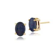 Classic Triplet Opal Cabochon Stud Earrings Image 1