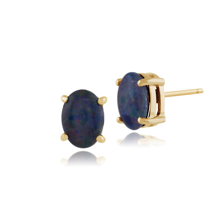 Classic Triplet Opal Cabochon Stud Earrings Image 1