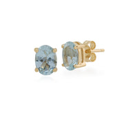 Classic Oval Aquamarine Stud Earrings Image 1