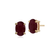 Classic Oval Ruby Single Stone Stud Earrings & Pendant Set Image 2