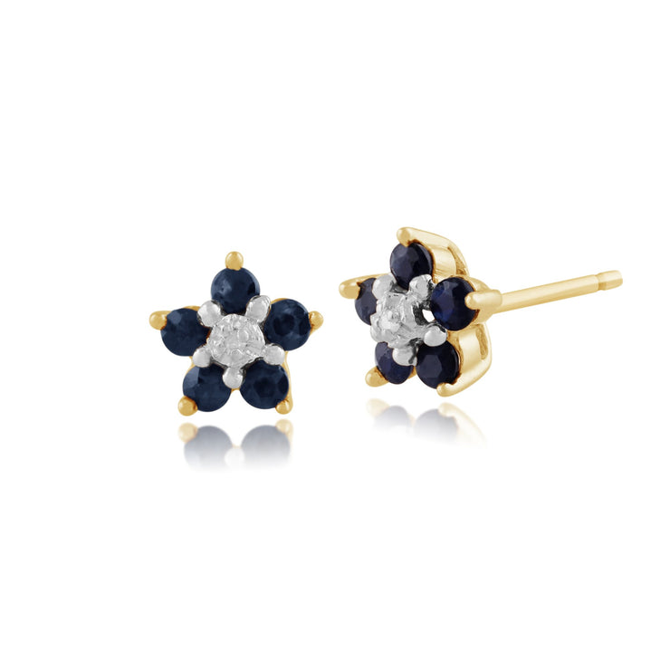 Floral Sapphire & Diamond Stud Earrings Image 1