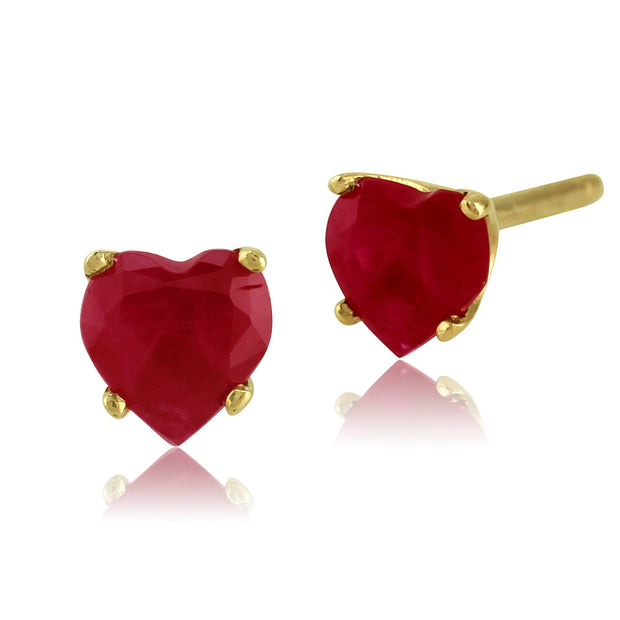Classic Ruby Heart Stud Earrings Image 2