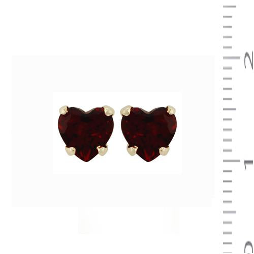 Classic Garnet Heart Stud Earrings Image 3