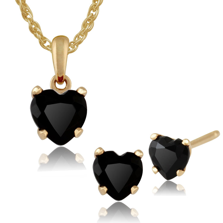 Classic Sapphire Heart Stud Earrings & Pendant Set Image 1