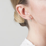 Classic Emerald & Diamond Half Hoop Style Earrings Image 2