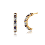 Classic Sapphire & Diamond Half Hoop Style Earrings Image 1