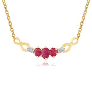 Classic Oval Ruby & Diamond Necklace in 9ct Yellow Gold