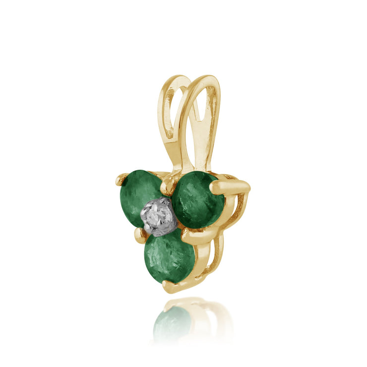Classic Emerald & Diamond Cluster Pendant Image 2