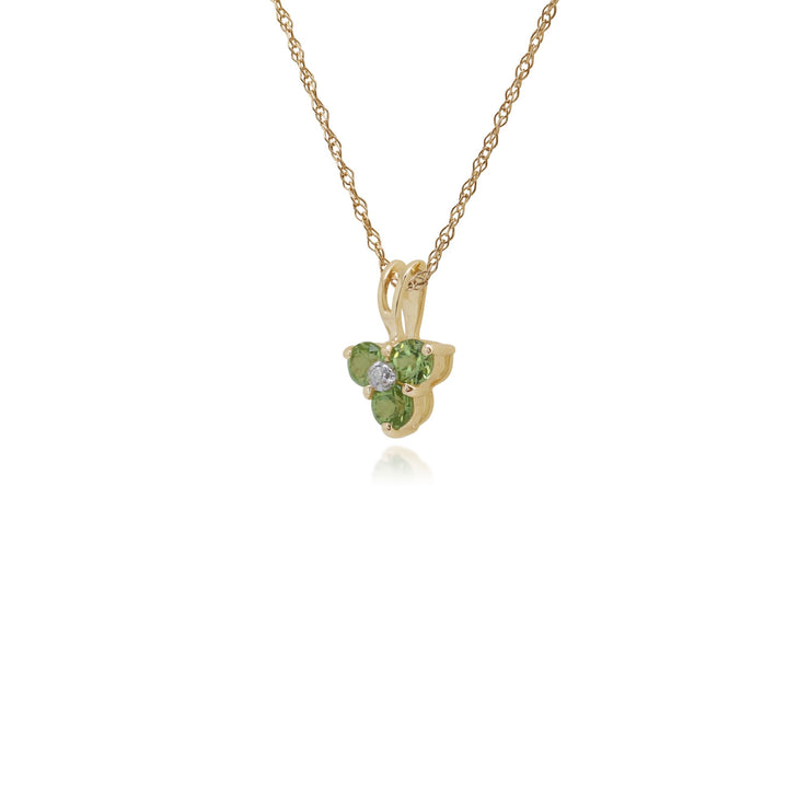 Floral Peridot & Diamond Cluster Pendant Image 2