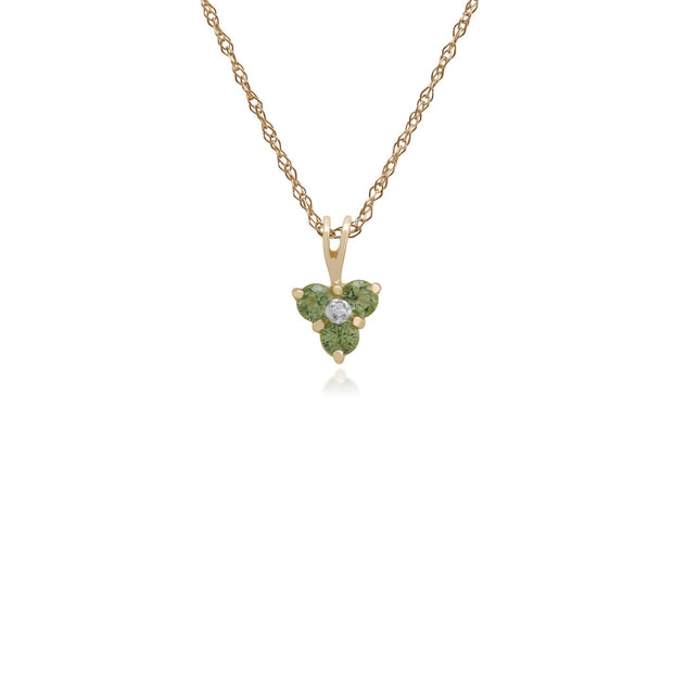 Floral Peridot & Diamond Cluster Pendant Image 1