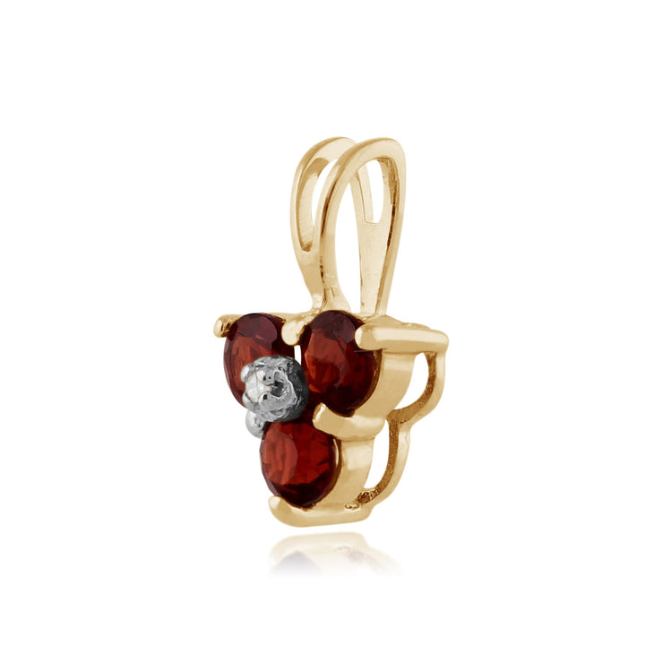 Classic Garnet & Diamond Cluster Pendant on Chain Image 2