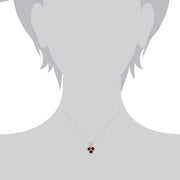 Floral Garnet & Diamond Cluster Stud Earrings & Pendant Set Image 6