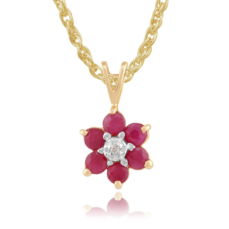 Floral Ruby & Diamond Pendant Image 1