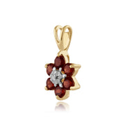 Floral Garnet & Diamond Cluster Pendant on Chain Image 2