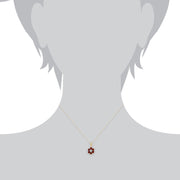 Floral Garnet & Diamond Cluster Stud Earrings & Pendant Set Image 6