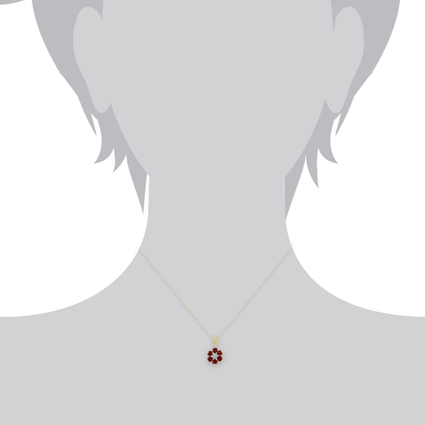 Floral Garnet & Diamond Cluster Stud Earrings & Pendant Set Image 6