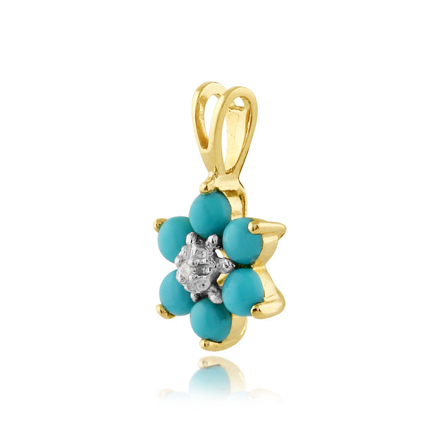 Floral Turquoise & Diamond Pendant on Chain Image 2