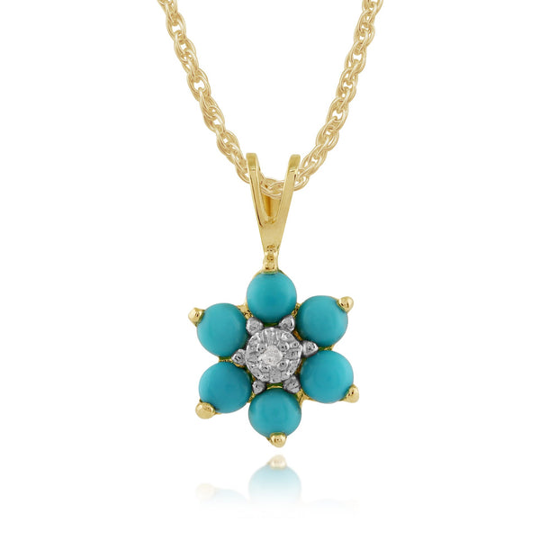 Floral Turquoise & Diamond Pendant on Chain Image 1