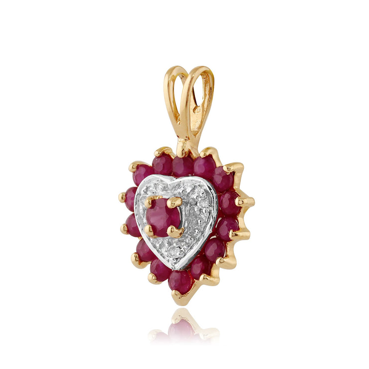 Classic Ruby & Diamond Heart Pendant on Chain Image 2
