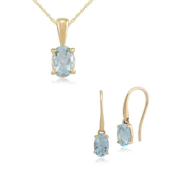 Classic Aquamarine Drop Earrings & Pendant Set Image 1