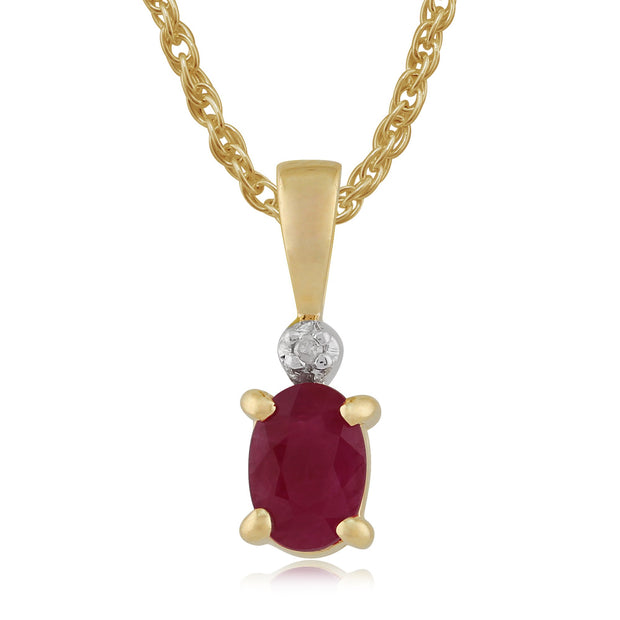 Classic Ruby & Diamond Pendant on Chain Image 1