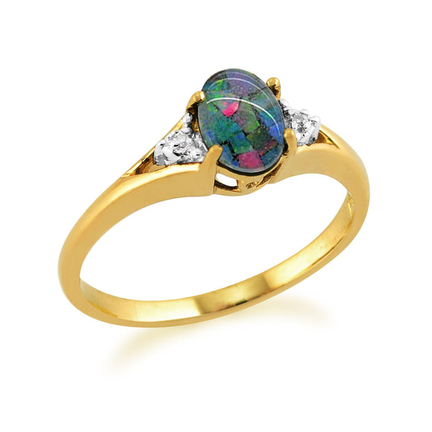 Triplet Opal and Diamond Ring Image 2