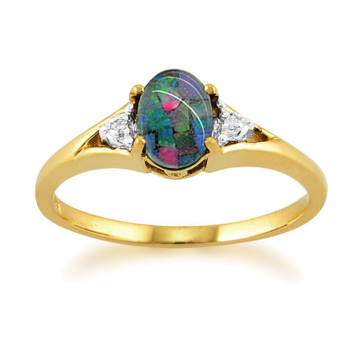 Triplet Opal and Diamond Ring Image 1