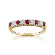 Classic Ruby & Diamond Half Hoop Earrings & Half Eternity Ring Set Image 3