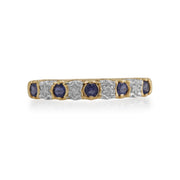 Gemondo 9ct Yellow Gold 0.18ct Iolite & 2pt Diamond Half Eternity Band Ring Image 2