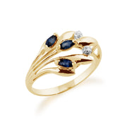 Sapphire and Diamond Floral Ring Image 2