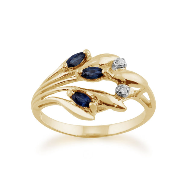 Sapphire and Diamond Floral Ring Image 1