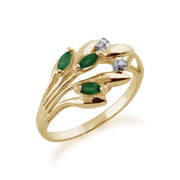 Emerald and Diamond Floral Ring Image 2