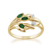 Emerald and Diamond Floral Ring Image 1