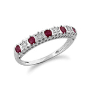 Ruby & Diamond Half Eternity Ring Image 2