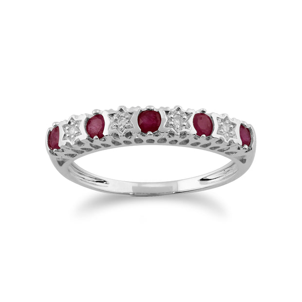 Ruby & Diamond Half Eternity Ring Image 1