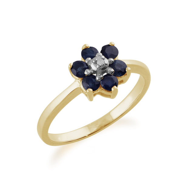 Sapphire and Diamond Floral Ring Image 2