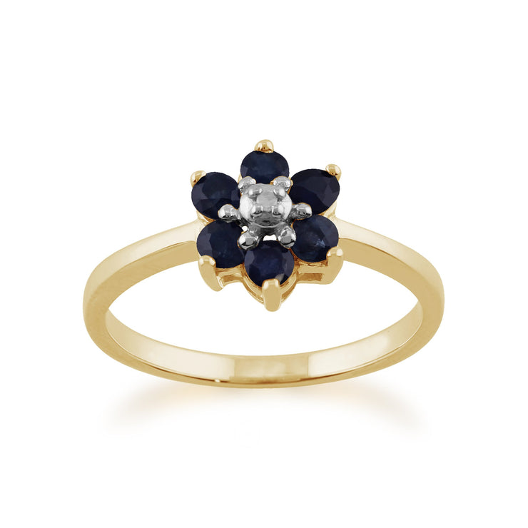 Sapphire and Diamond Floral Ring Image 1