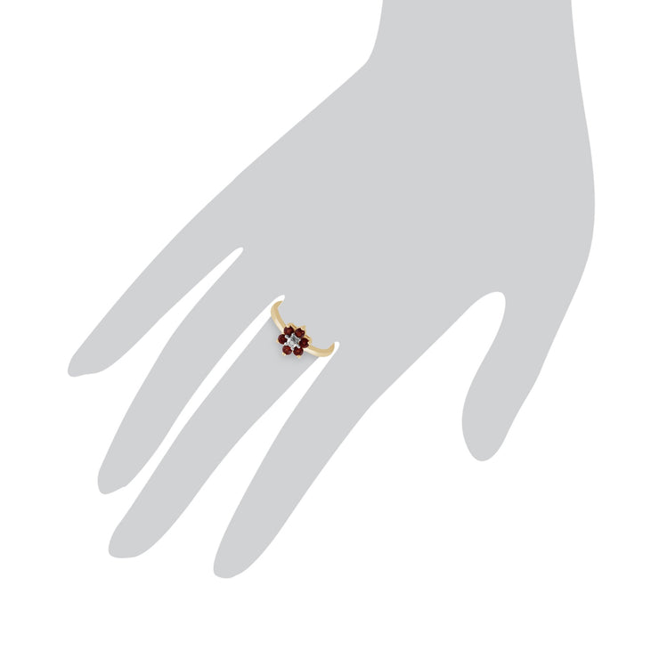 Gemondo 9ct Yellow Gold 0.56ct Mozambique Garnet & Diamond Floral Ring Image 3