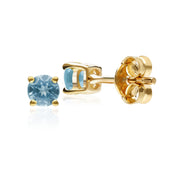 Classic Round Blue Topaz Stud Earrings in 9ct Yellow Gold 3.5mm
