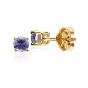 Classic Round Tanzanite Claw Set Stud Earrings in 9ct Yellow Gold