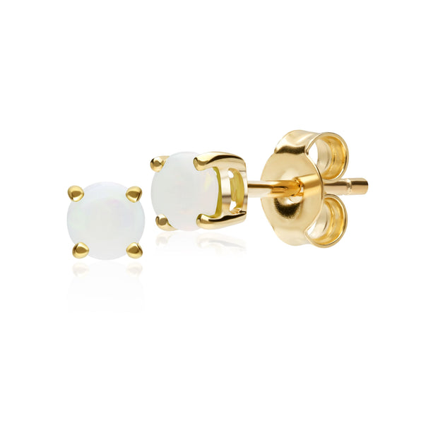 Classic Round Opal Cabochon Stud Earrings in 9ct Yellow Gold