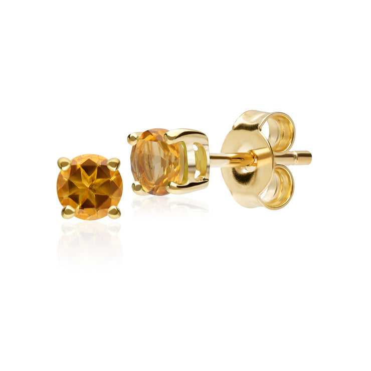 classic Round Citrine Claw Set Stud Earrings in 9ct Yellow Gold