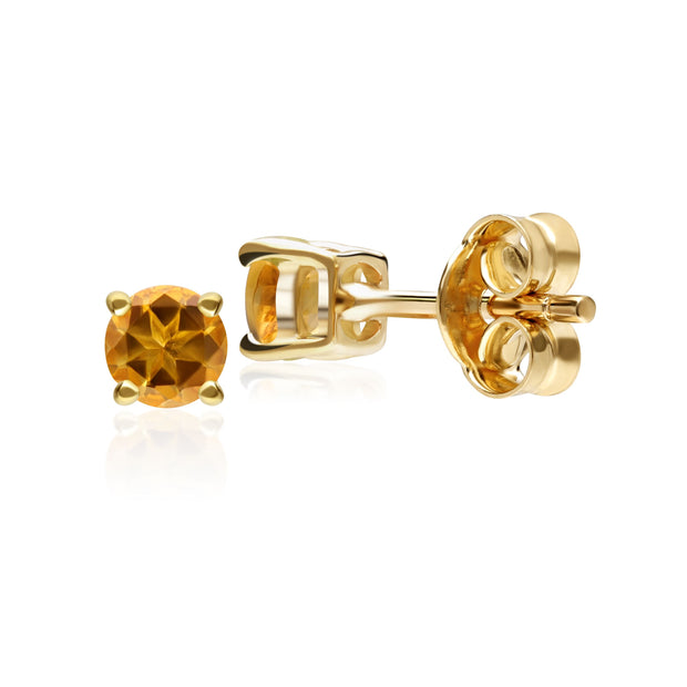 classic Round Citrine Claw Set Stud Earrings in 9ct Yellow Gold