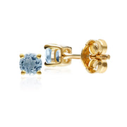 Classic Round Aquamarine Stud Earrings in 9ct Yellow Gold 3.5mm