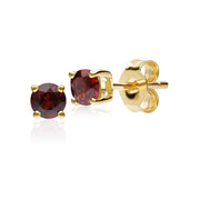 Classic Round Garnet Stud Earrings in 9ct Yellow Gold 3.5mm